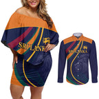 Custom Sri Lanka Cricket Couples Matching Off Shoulder Short Dress and Long Sleeve Button Shirt Shri Lanka Jathika Crikat Kandayama