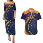 Custom Sri Lanka Cricket Couples Matching Puletasi and Hawaiian Shirt Shri Lanka Jathika Crikat Kandayama