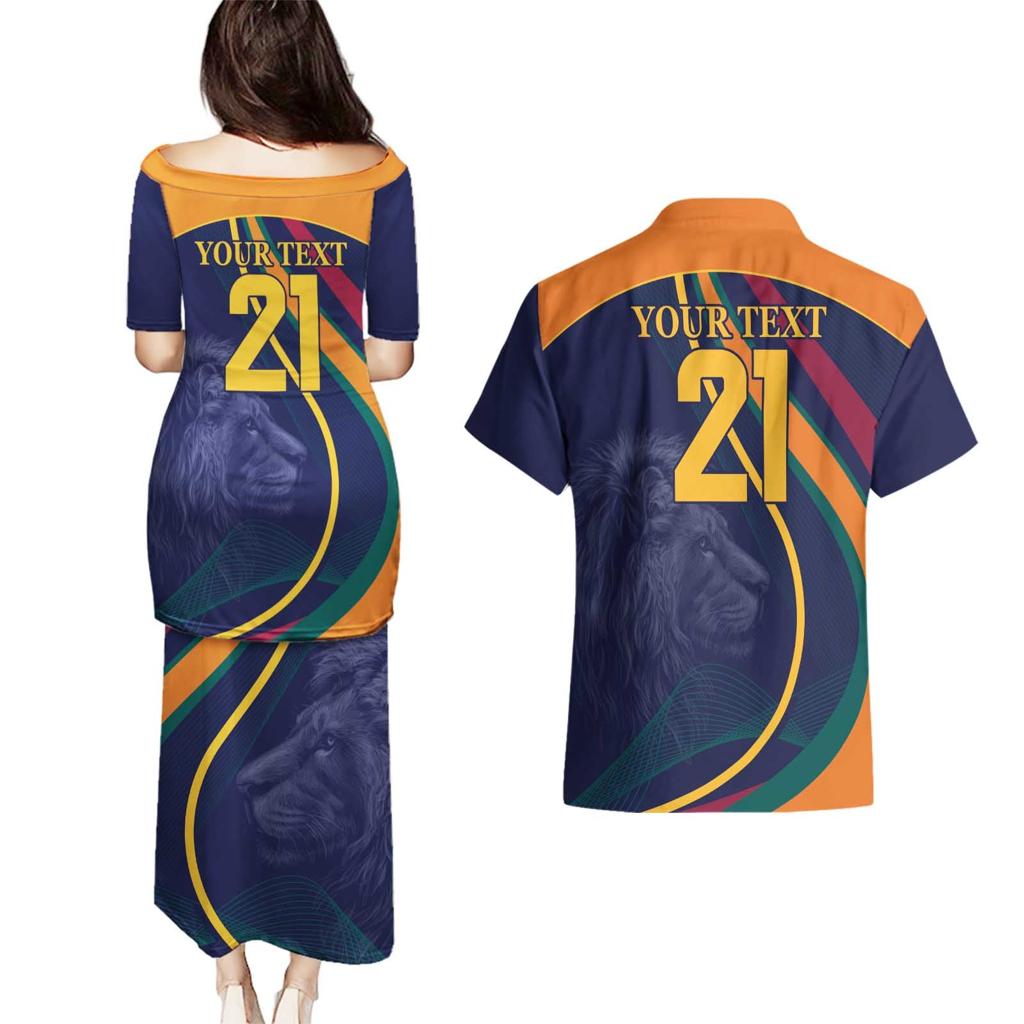 Custom Sri Lanka Cricket Couples Matching Puletasi and Hawaiian Shirt Shri Lanka Jathika Crikat Kandayama