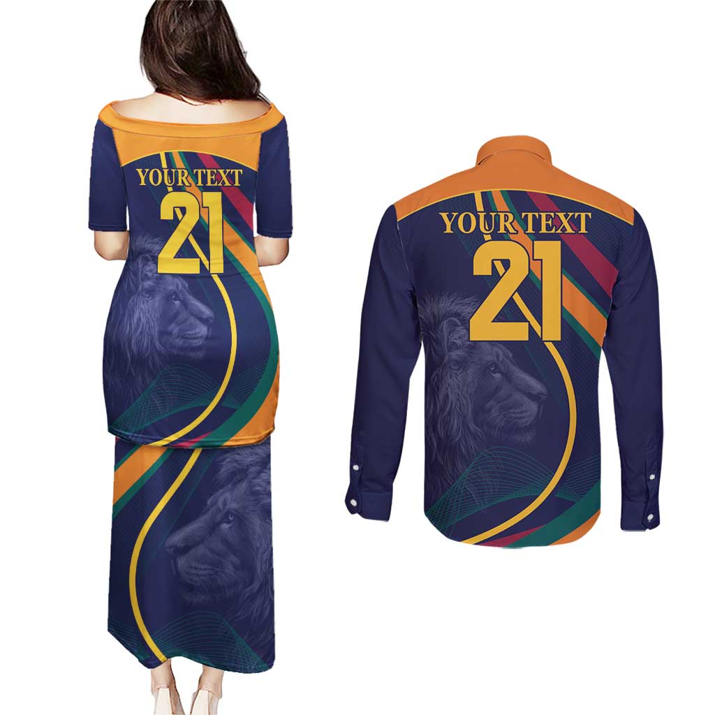 Custom Sri Lanka Cricket Couples Matching Puletasi and Long Sleeve Button Shirt Shri Lanka Jathika Crikat Kandayama