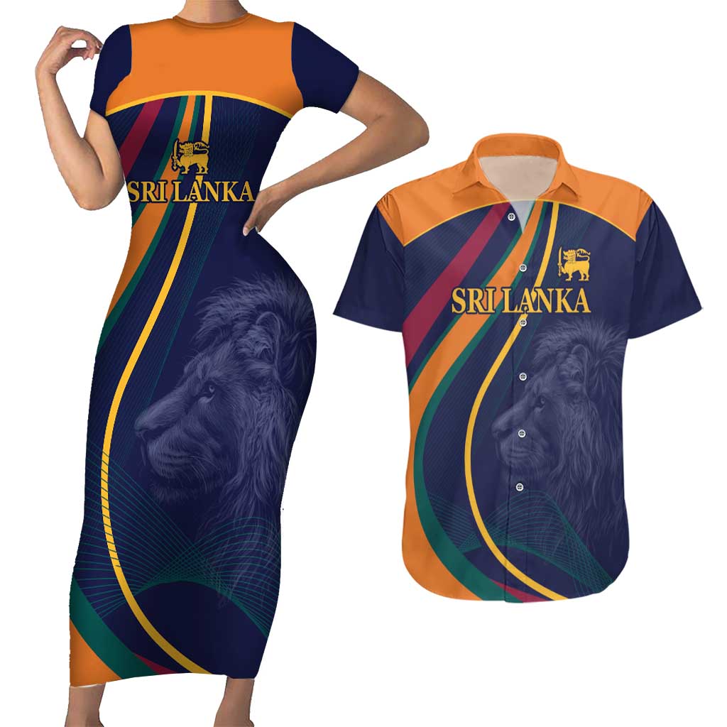 Custom Sri Lanka Cricket Couples Matching Short Sleeve Bodycon Dress and Hawaiian Shirt Shri Lanka Jathika Crikat Kandayama