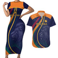 Custom Sri Lanka Cricket Couples Matching Short Sleeve Bodycon Dress and Hawaiian Shirt Shri Lanka Jathika Crikat Kandayama