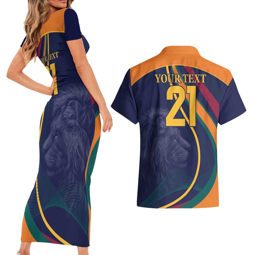 Custom Sri Lanka Cricket Couples Matching Short Sleeve Bodycon Dress and Hawaiian Shirt Shri Lanka Jathika Crikat Kandayama