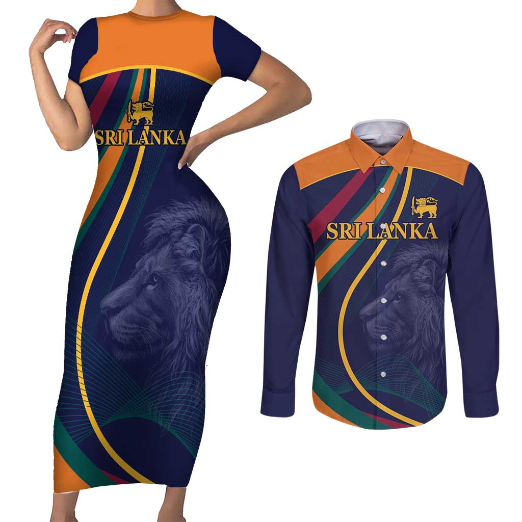 Custom Sri Lanka Cricket Couples Matching Short Sleeve Bodycon Dress and Long Sleeve Button Shirt Shri Lanka Jathika Crikat Kandayama