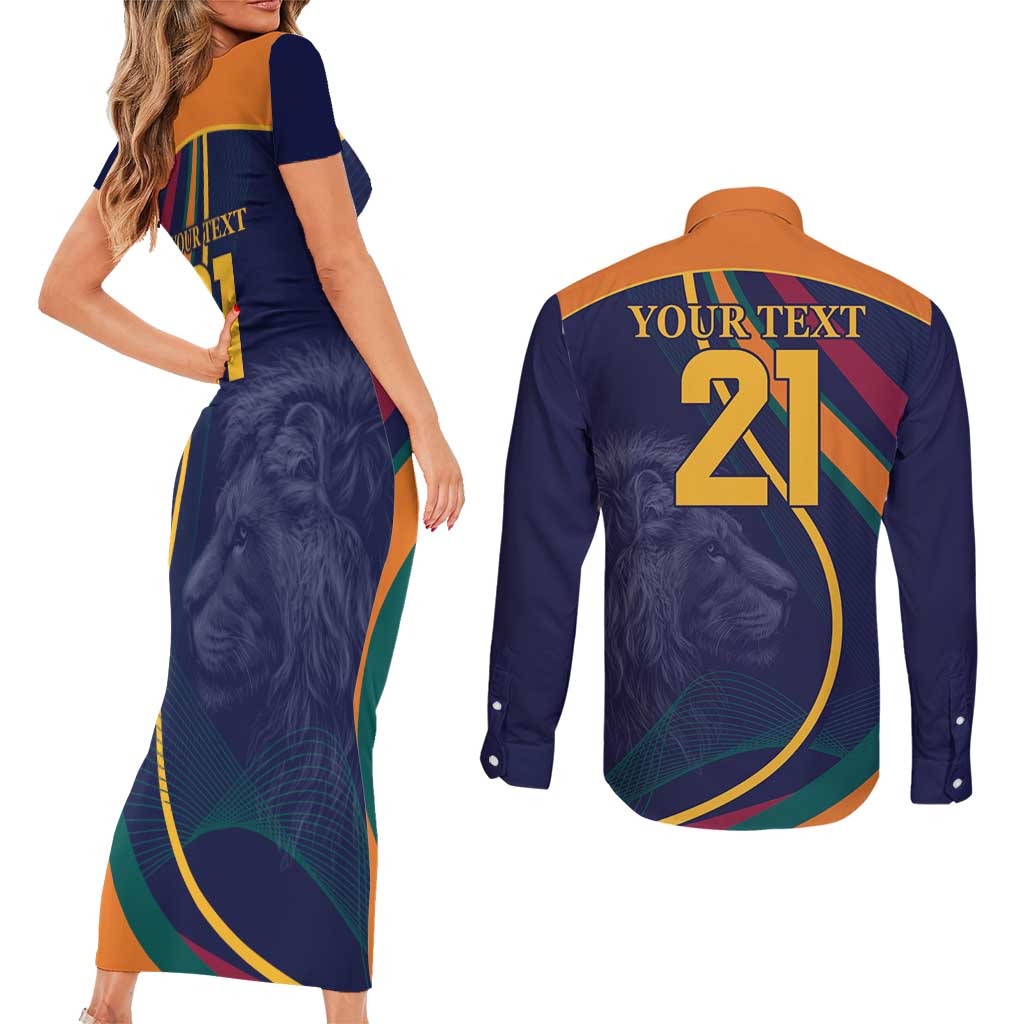 Custom Sri Lanka Cricket Couples Matching Short Sleeve Bodycon Dress and Long Sleeve Button Shirt Shri Lanka Jathika Crikat Kandayama