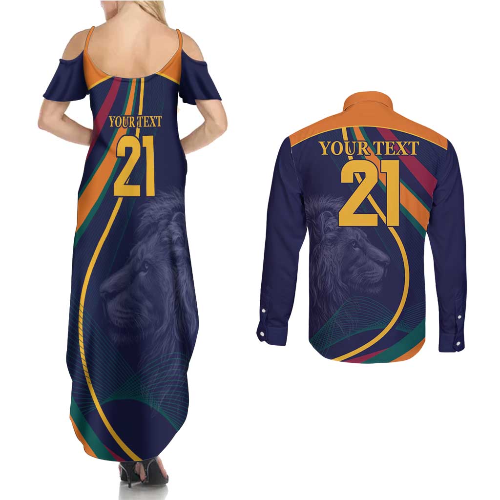 Custom Sri Lanka Cricket Couples Matching Summer Maxi Dress and Long Sleeve Button Shirt Shri Lanka Jathika Crikat Kandayama