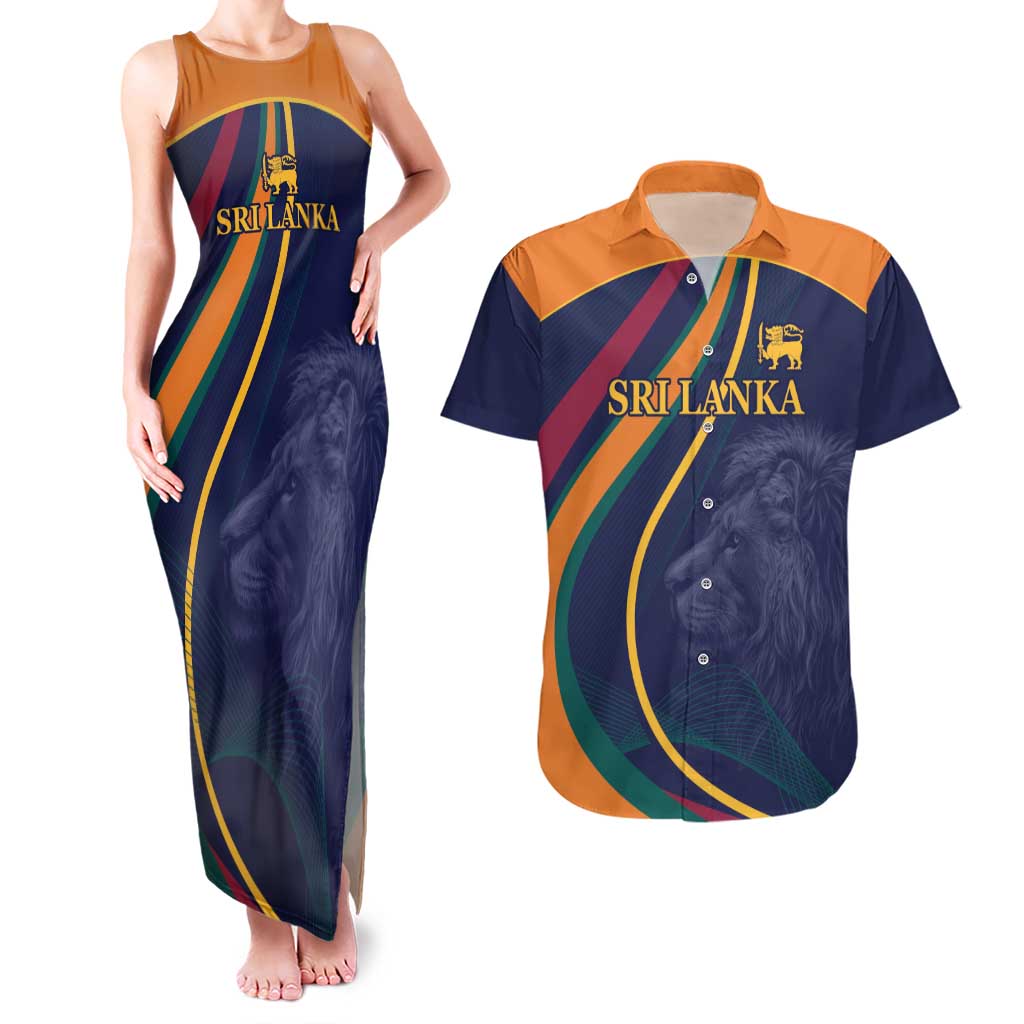 Custom Sri Lanka Cricket Couples Matching Tank Maxi Dress and Hawaiian Shirt Shri Lanka Jathika Crikat Kandayama