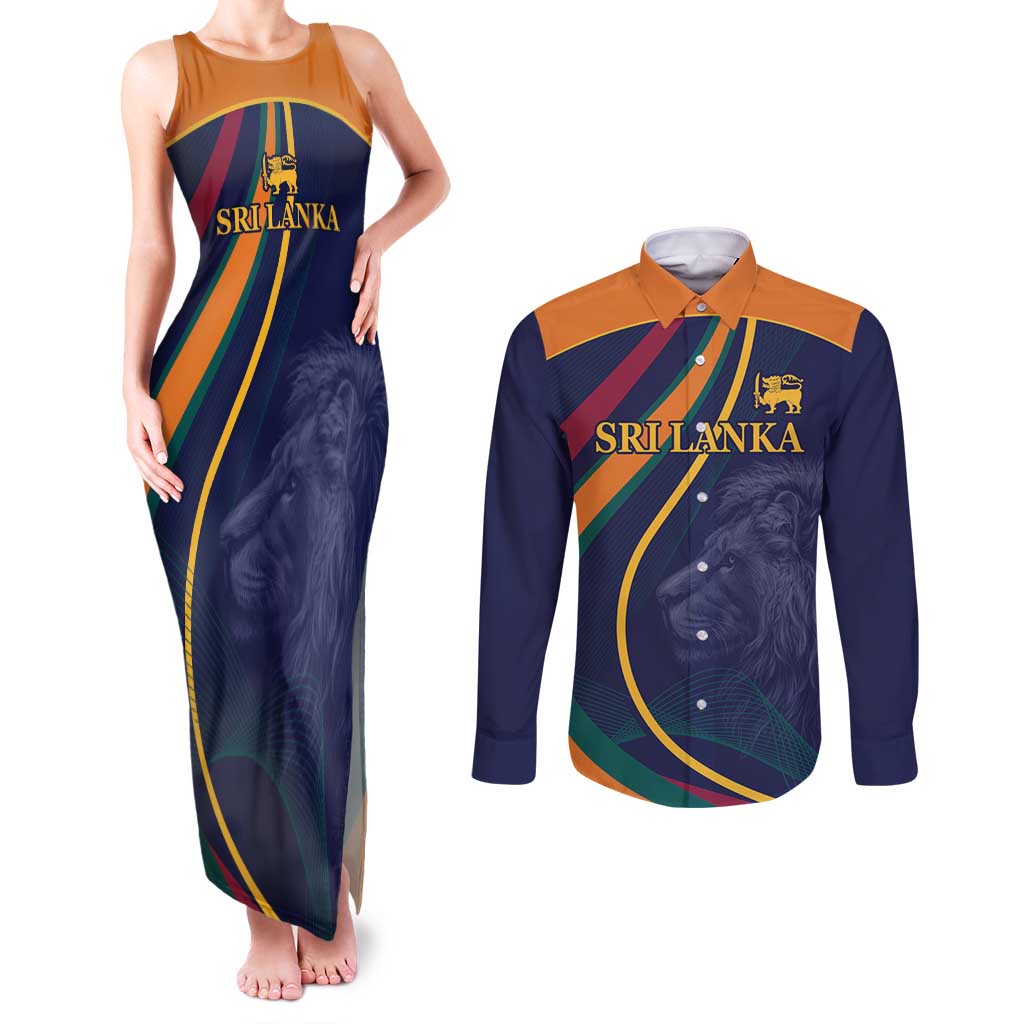 Custom Sri Lanka Cricket Couples Matching Tank Maxi Dress and Long Sleeve Button Shirt Shri Lanka Jathika Crikat Kandayama