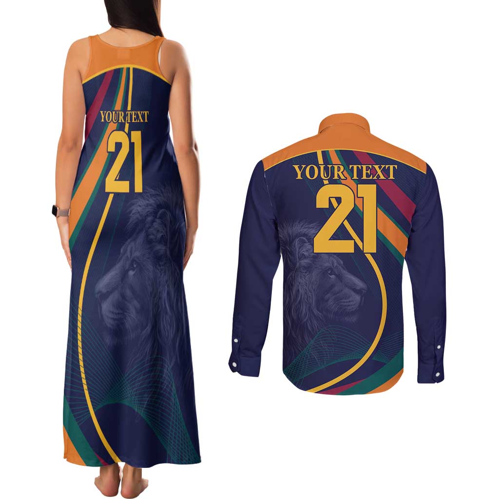 Custom Sri Lanka Cricket Couples Matching Tank Maxi Dress and Long Sleeve Button Shirt Shri Lanka Jathika Crikat Kandayama