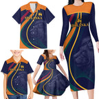 Custom Sri Lanka Cricket Family Matching Long Sleeve Bodycon Dress and Hawaiian Shirt Shri Lanka Jathika Crikat Kandayama