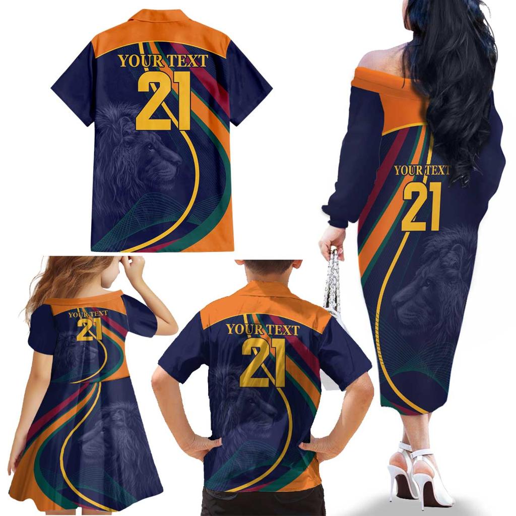 Custom Sri Lanka Cricket Family Matching Off The Shoulder Long Sleeve Dress and Hawaiian Shirt Shri Lanka Jathika Crikat Kandayama