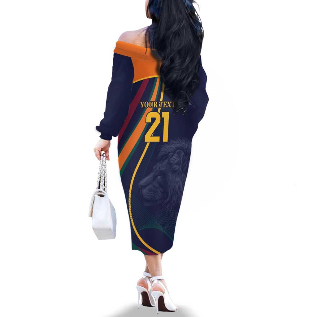 Custom Sri Lanka Cricket Family Matching Off The Shoulder Long Sleeve Dress and Hawaiian Shirt Shri Lanka Jathika Crikat Kandayama