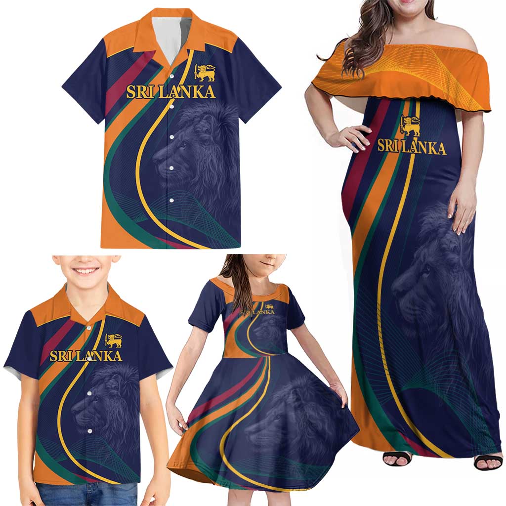Custom Sri Lanka Cricket Family Matching Off Shoulder Maxi Dress and Hawaiian Shirt Shri Lanka Jathika Crikat Kandayama