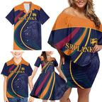 Custom Sri Lanka Cricket Family Matching Off Shoulder Short Dress and Hawaiian Shirt Shri Lanka Jathika Crikat Kandayama