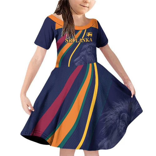 Custom Sri Lanka Cricket Family Matching Off Shoulder Short Dress and Hawaiian Shirt Shri Lanka Jathika Crikat Kandayama
