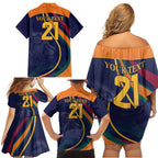 Custom Sri Lanka Cricket Family Matching Off Shoulder Short Dress and Hawaiian Shirt Shri Lanka Jathika Crikat Kandayama