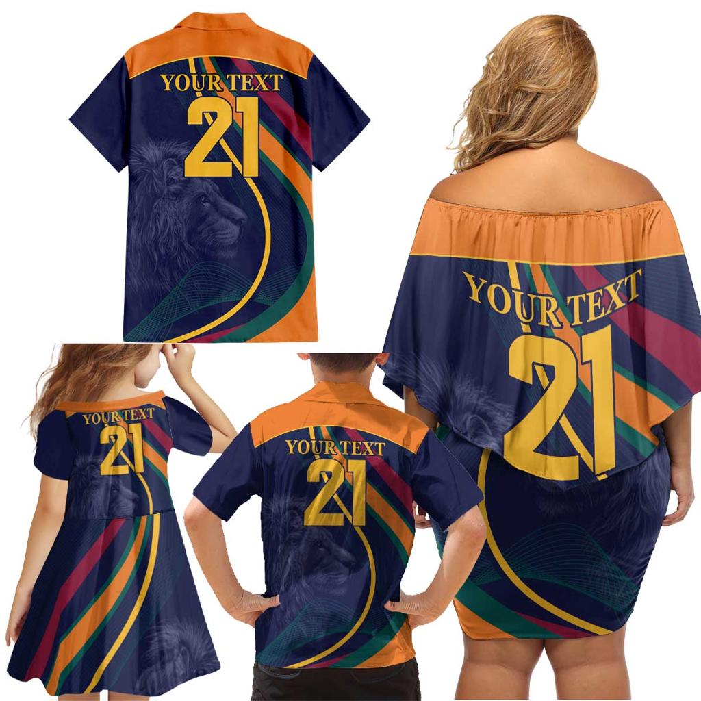 Custom Sri Lanka Cricket Family Matching Off Shoulder Short Dress and Hawaiian Shirt Shri Lanka Jathika Crikat Kandayama