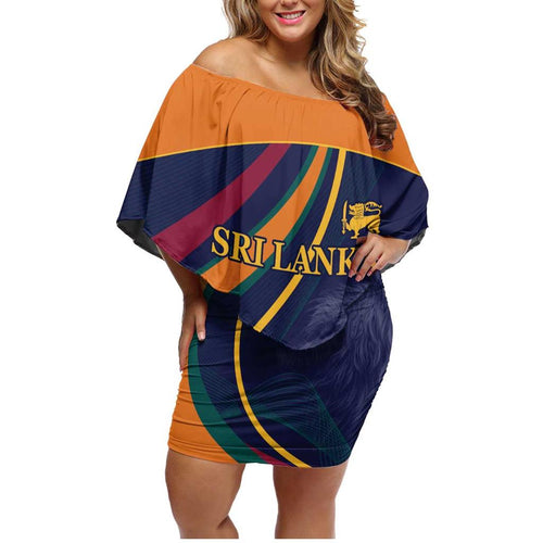 Custom Sri Lanka Cricket Family Matching Off Shoulder Short Dress and Hawaiian Shirt Shri Lanka Jathika Crikat Kandayama