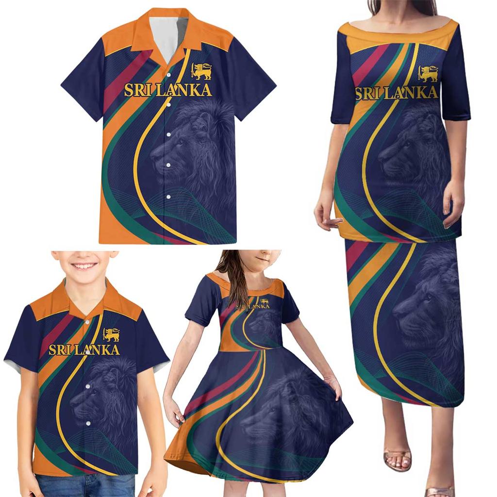 Custom Sri Lanka Cricket Family Matching Puletasi and Hawaiian Shirt Shri Lanka Jathika Crikat Kandayama