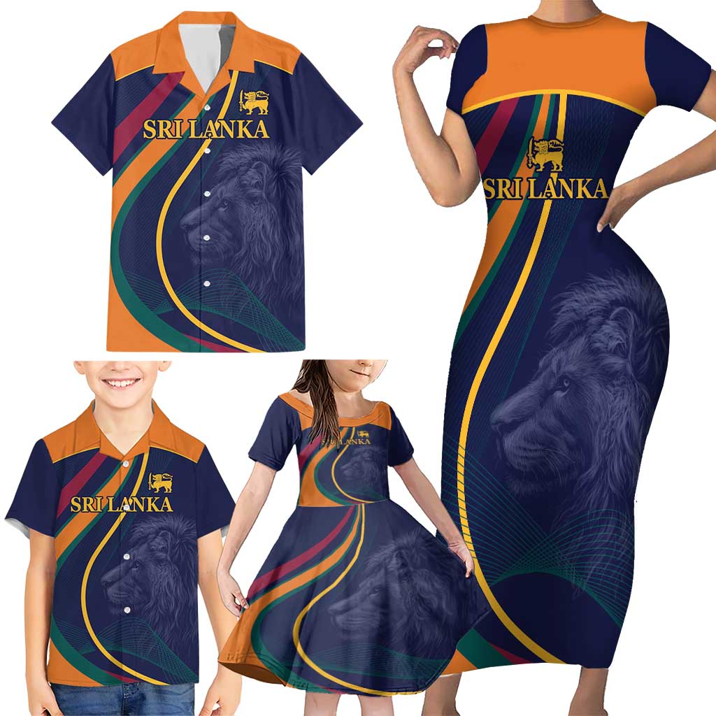 Custom Sri Lanka Cricket Family Matching Short Sleeve Bodycon Dress and Hawaiian Shirt Shri Lanka Jathika Crikat Kandayama