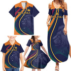 Custom Sri Lanka Cricket Family Matching Summer Maxi Dress and Hawaiian Shirt Shri Lanka Jathika Crikat Kandayama