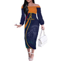 Custom Sri Lanka Cricket Off The Shoulder Long Sleeve Dress Shri Lanka Jathika Crikat Kandayama
