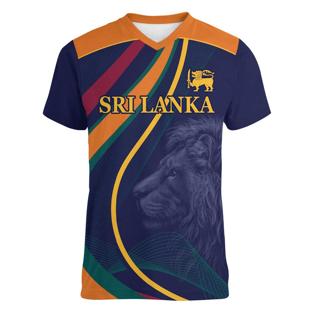 Custom Sri Lanka Cricket Women V-Neck T-Shirt Shri Lanka Jathika Crikat Kandayama