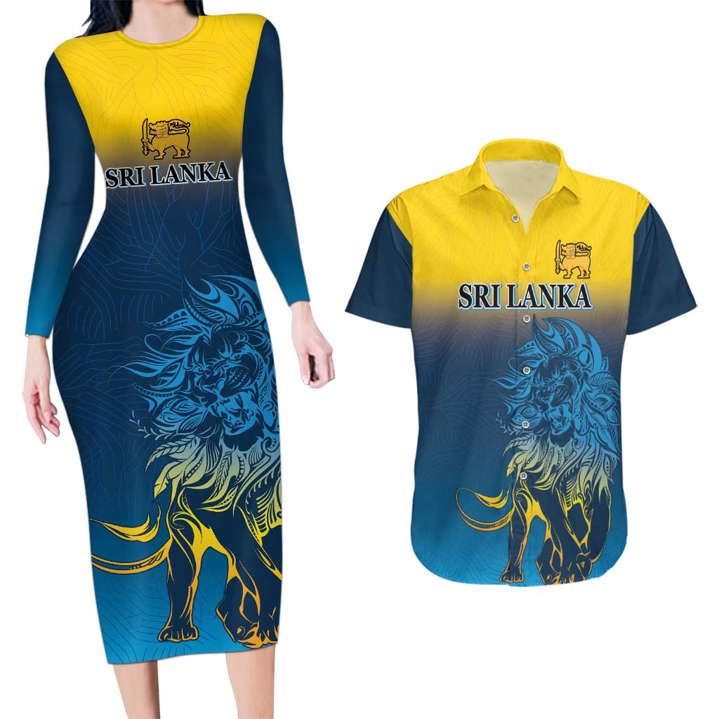 Custom Sri Lanka Cricket Couples Matching Long Sleeve Bodycon Dress and Hawaiian Shirt With Simple Lions Version