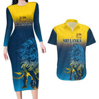 Custom Sri Lanka Cricket Couples Matching Long Sleeve Bodycon Dress and Hawaiian Shirt With Simple Lions Version