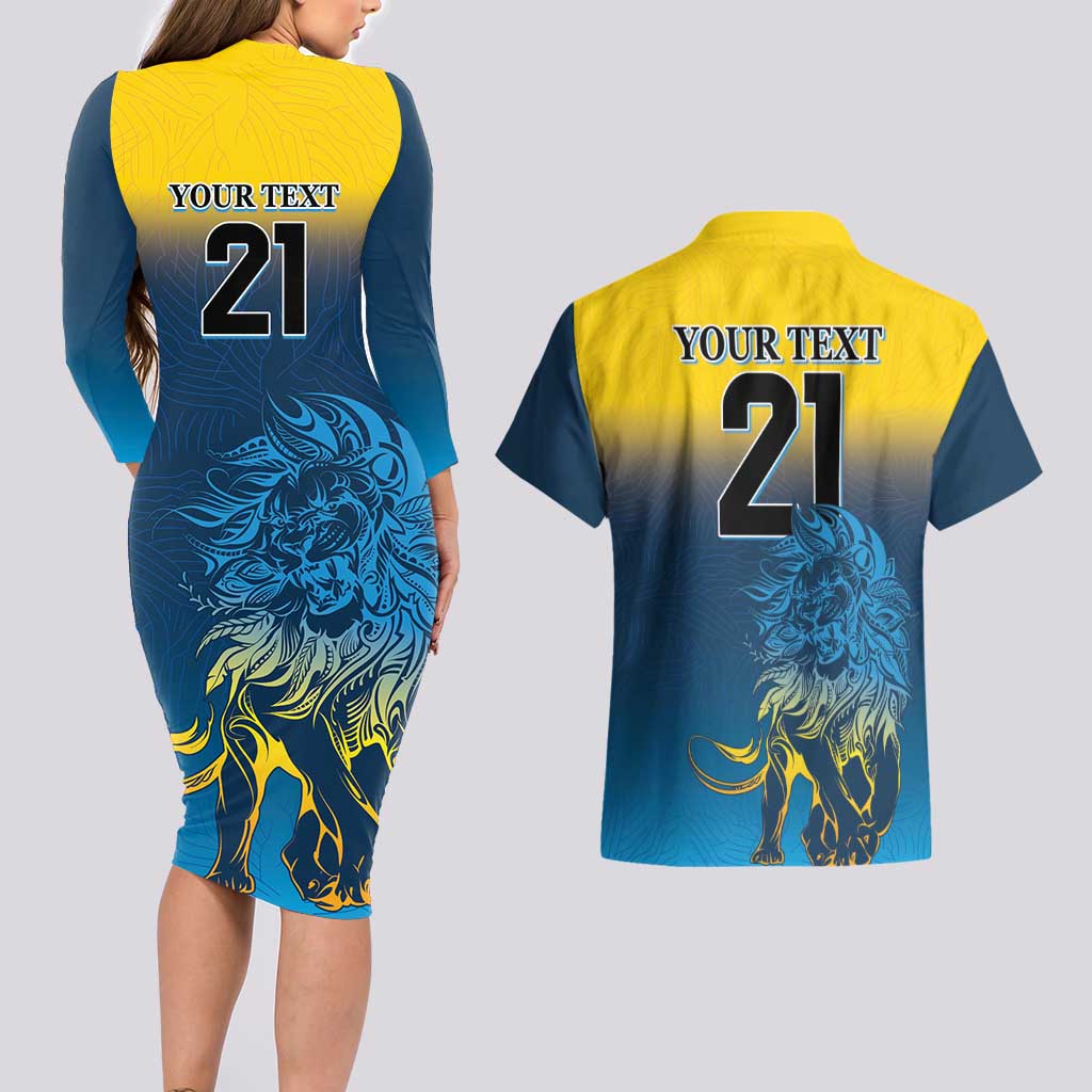 Custom Sri Lanka Cricket Couples Matching Long Sleeve Bodycon Dress and Hawaiian Shirt With Simple Lions Version