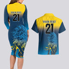 Custom Sri Lanka Cricket Couples Matching Long Sleeve Bodycon Dress and Hawaiian Shirt With Simple Lions Version