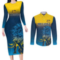 Custom Sri Lanka Cricket Couples Matching Long Sleeve Bodycon Dress and Long Sleeve Button Shirt With Simple Lions Version
