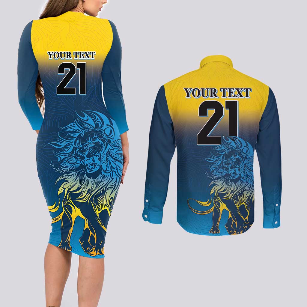 Custom Sri Lanka Cricket Couples Matching Long Sleeve Bodycon Dress and Long Sleeve Button Shirt With Simple Lions Version