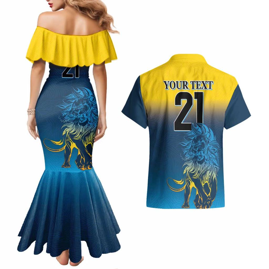 Custom Sri Lanka Cricket Couples Matching Mermaid Dress and Hawaiian Shirt With Simple Lions Version