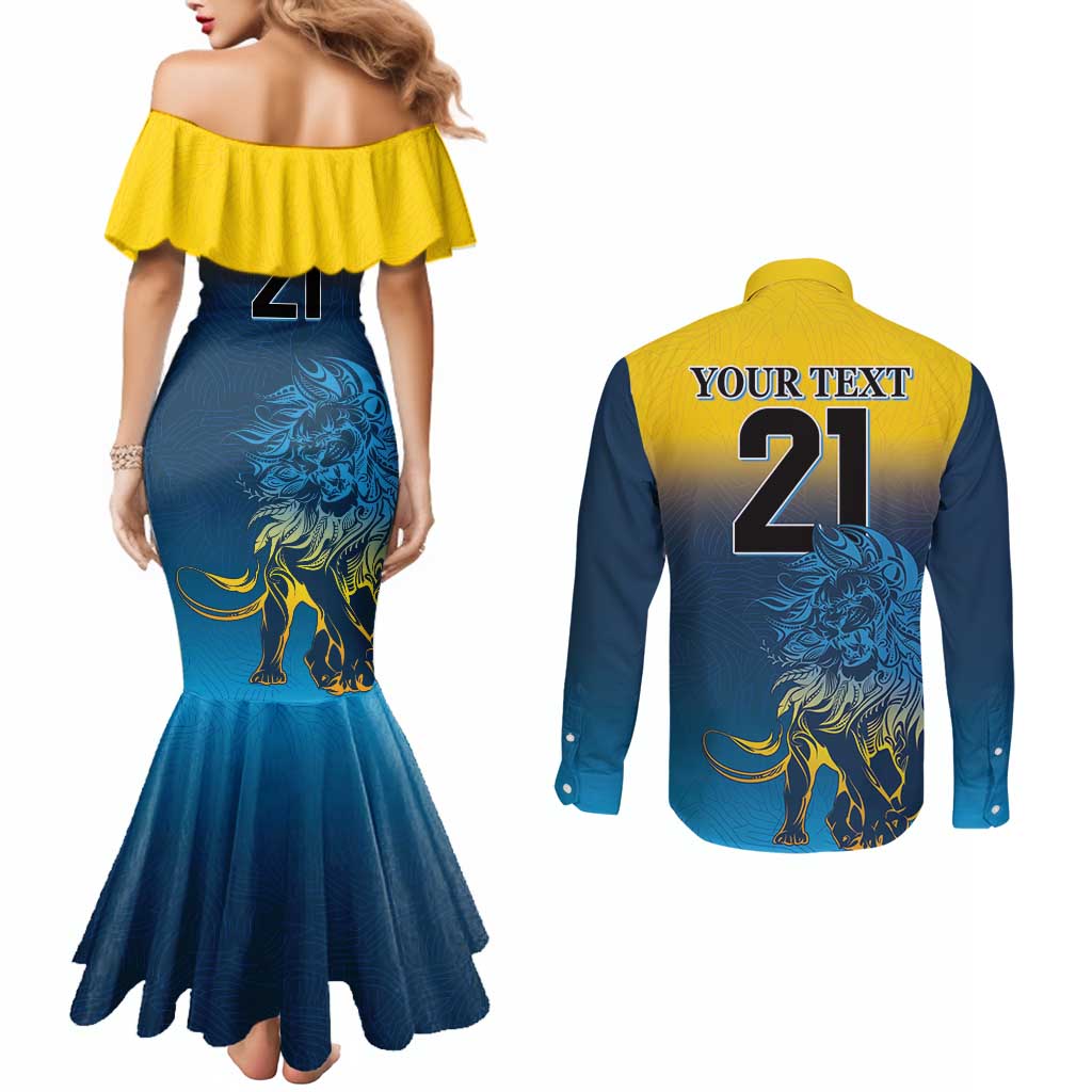 Custom Sri Lanka Cricket Couples Matching Mermaid Dress and Long Sleeve Button Shirt With Simple Lions Version