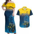 Custom Sri Lanka Cricket Couples Matching Off Shoulder Maxi Dress and Hawaiian Shirt With Simple Lions Version