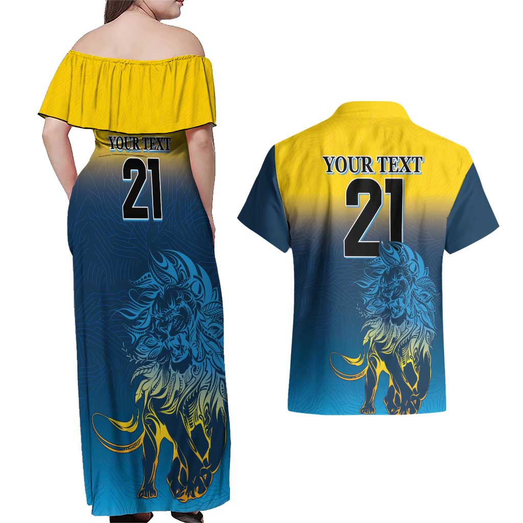 Custom Sri Lanka Cricket Couples Matching Off Shoulder Maxi Dress and Hawaiian Shirt With Simple Lions Version