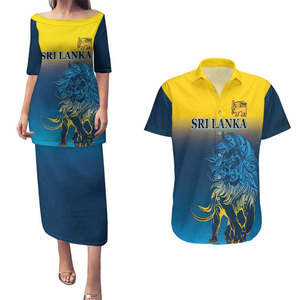Custom Sri Lanka Cricket Couples Matching Puletasi and Hawaiian Shirt With Simple Lions Version