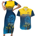 Custom Sri Lanka Cricket Couples Matching Short Sleeve Bodycon Dress and Hawaiian Shirt With Simple Lions Version