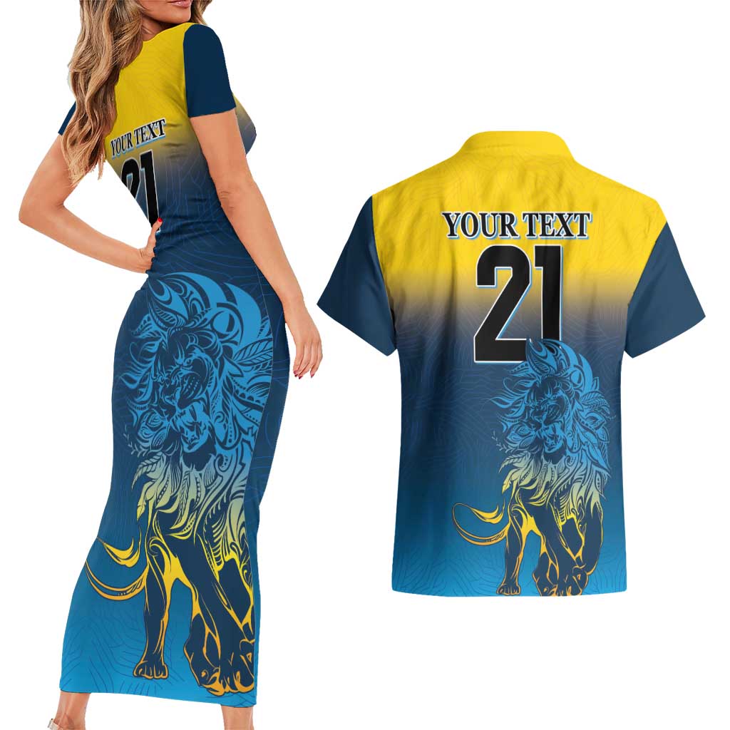 Custom Sri Lanka Cricket Couples Matching Short Sleeve Bodycon Dress and Hawaiian Shirt With Simple Lions Version