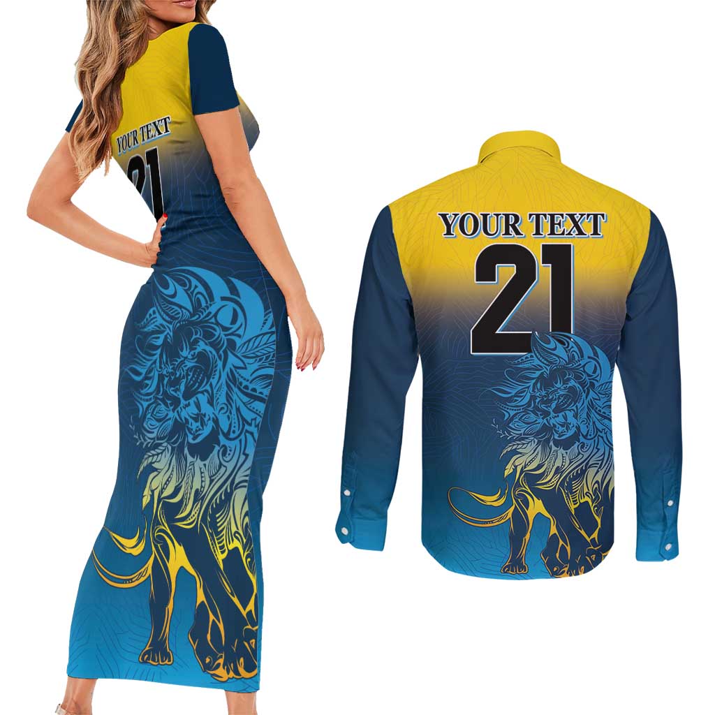 Custom Sri Lanka Cricket Couples Matching Short Sleeve Bodycon Dress and Long Sleeve Button Shirt With Simple Lions Version