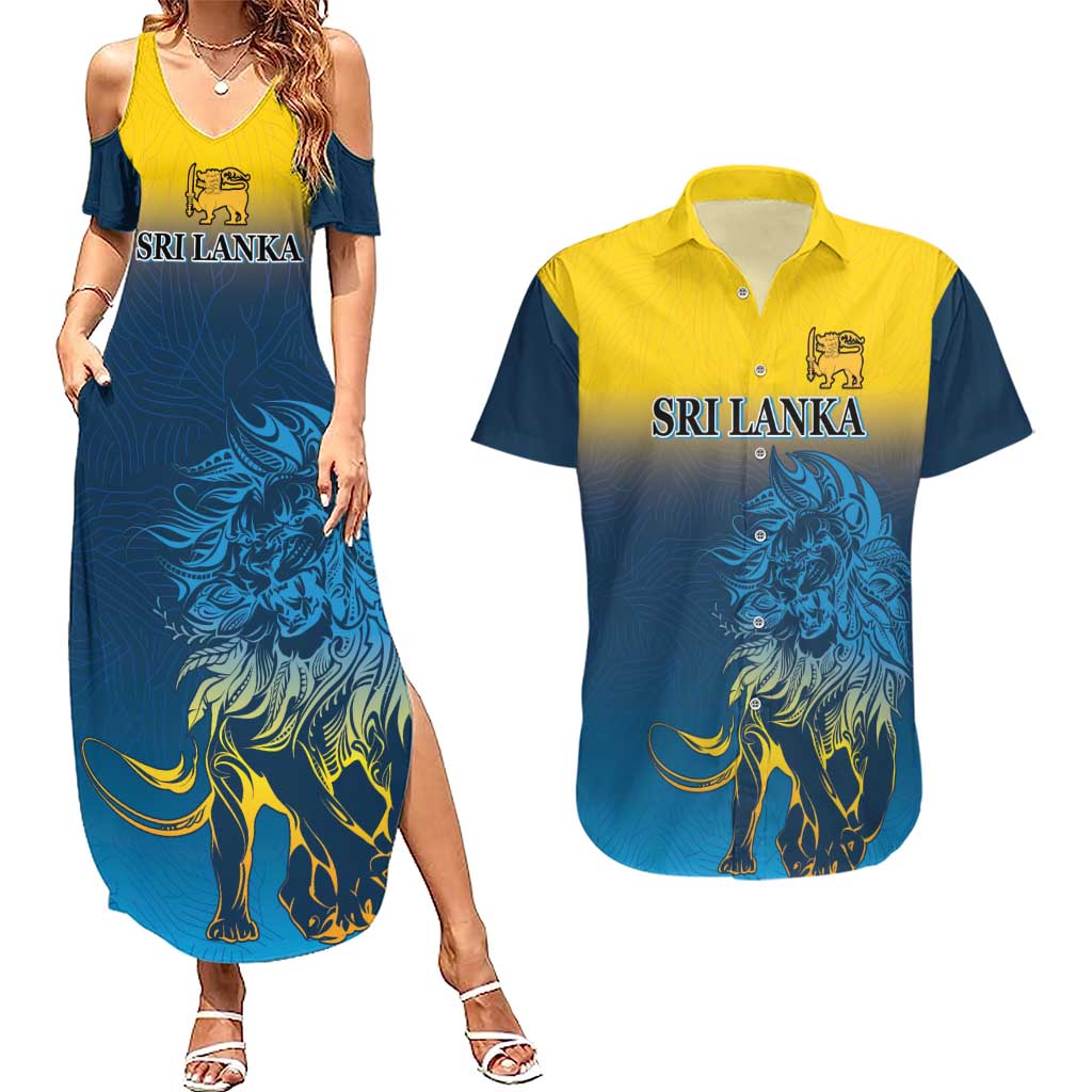 Custom Sri Lanka Cricket Couples Matching Summer Maxi Dress and Hawaiian Shirt With Simple Lions Version