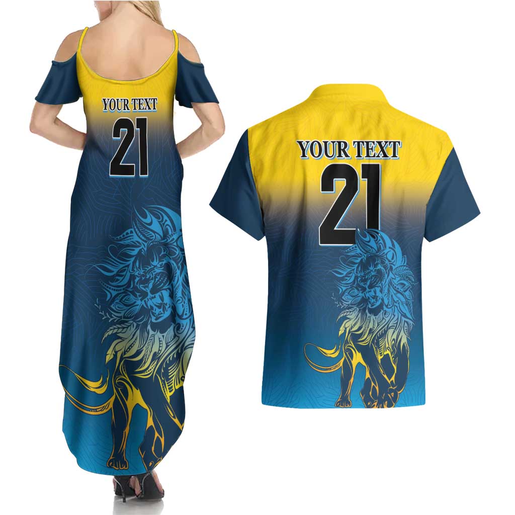 Custom Sri Lanka Cricket Couples Matching Summer Maxi Dress and Hawaiian Shirt With Simple Lions Version