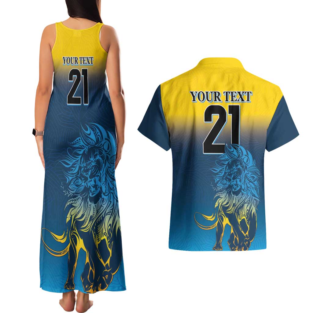 Custom Sri Lanka Cricket Couples Matching Tank Maxi Dress and Hawaiian Shirt With Simple Lions Version