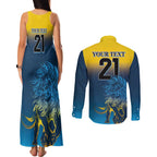 Custom Sri Lanka Cricket Couples Matching Tank Maxi Dress and Long Sleeve Button Shirt With Simple Lions Version