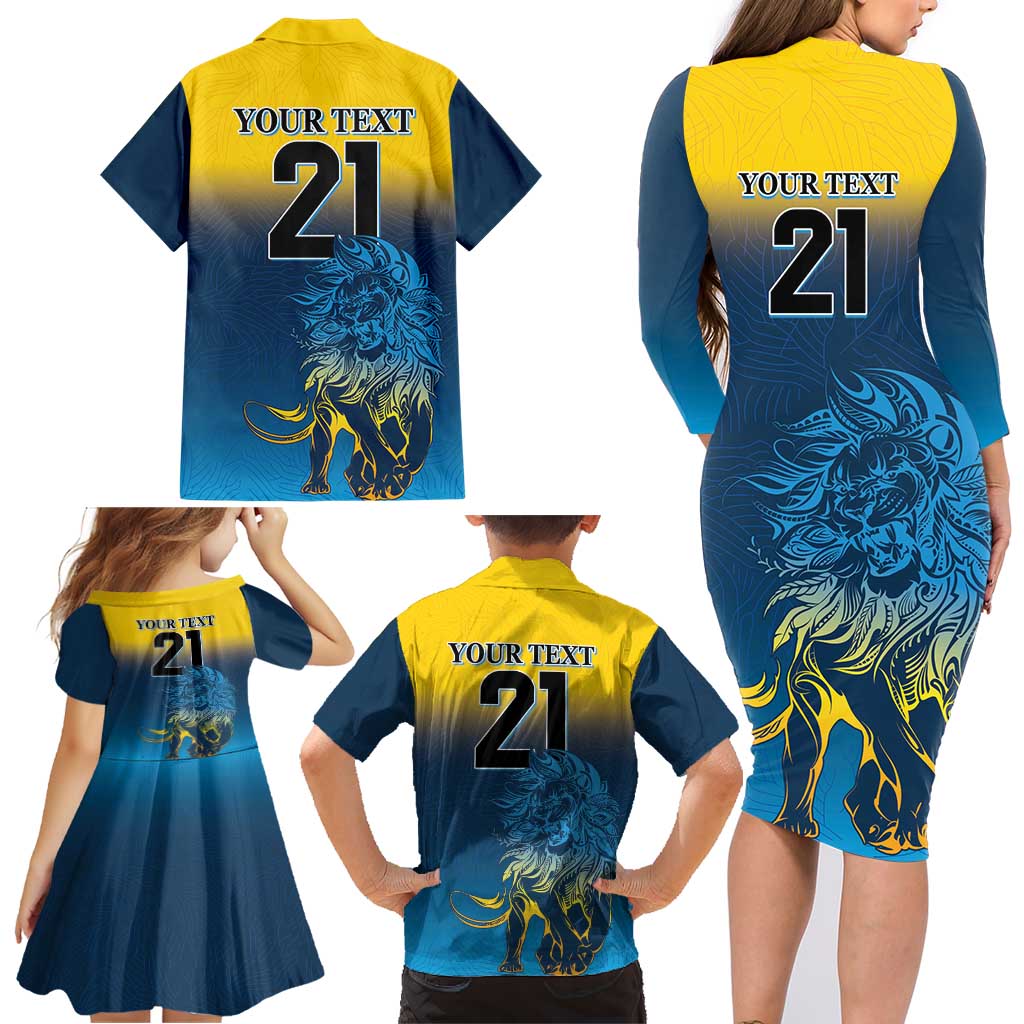 Custom Sri Lanka Cricket Family Matching Long Sleeve Bodycon Dress and Hawaiian Shirt With Simple Lions Version