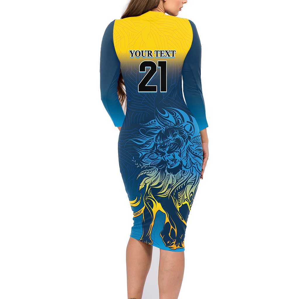 Custom Sri Lanka Cricket Family Matching Long Sleeve Bodycon Dress and Hawaiian Shirt With Simple Lions Version