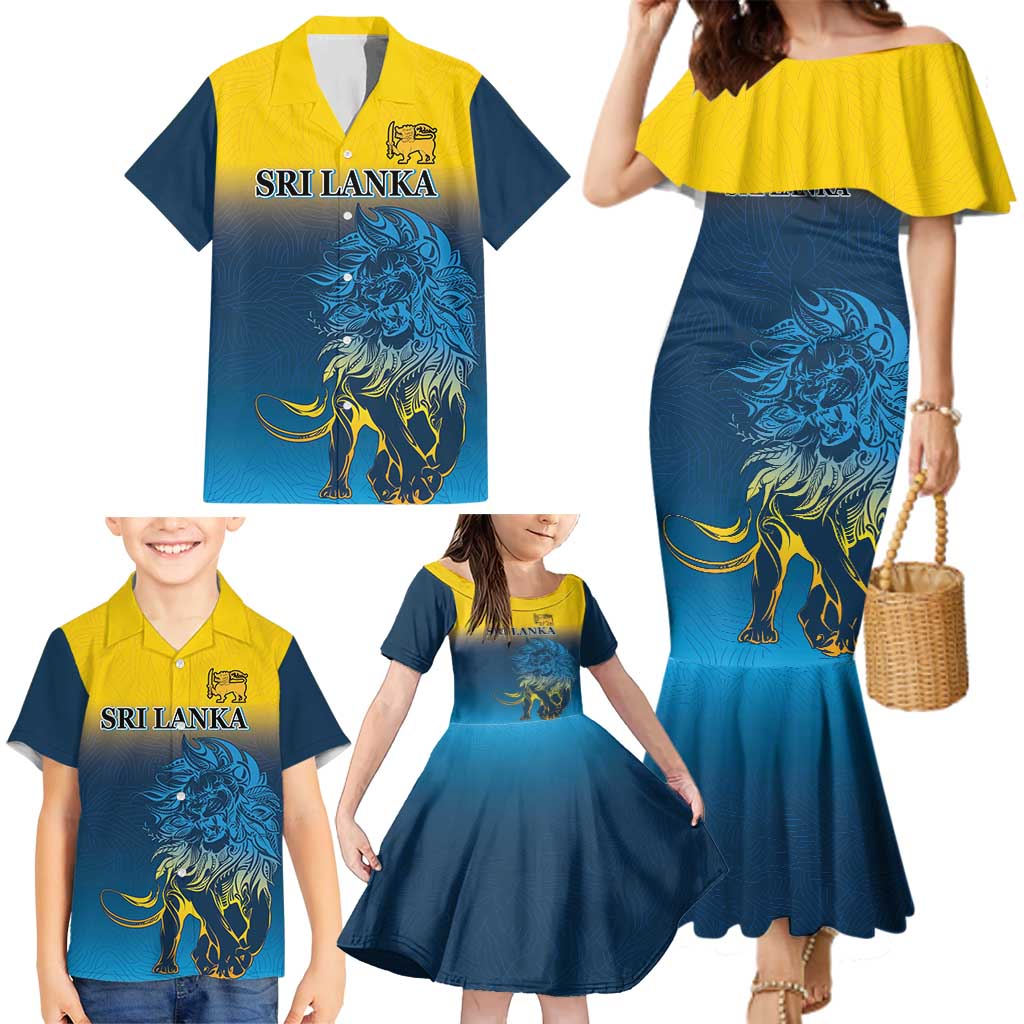 Custom Sri Lanka Cricket Family Matching Mermaid Dress and Hawaiian Shirt With Simple Lions Version
