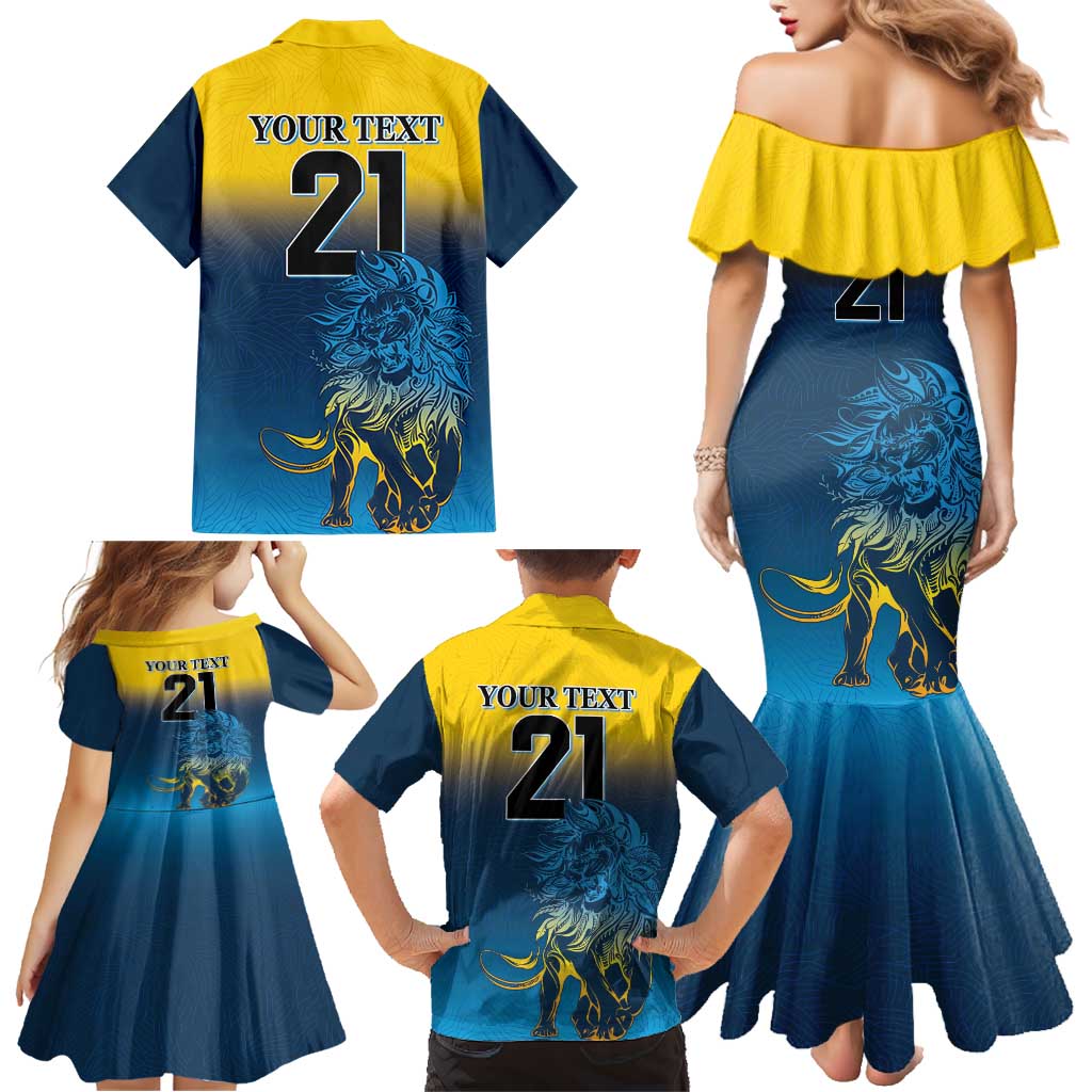Custom Sri Lanka Cricket Family Matching Mermaid Dress and Hawaiian Shirt With Simple Lions Version