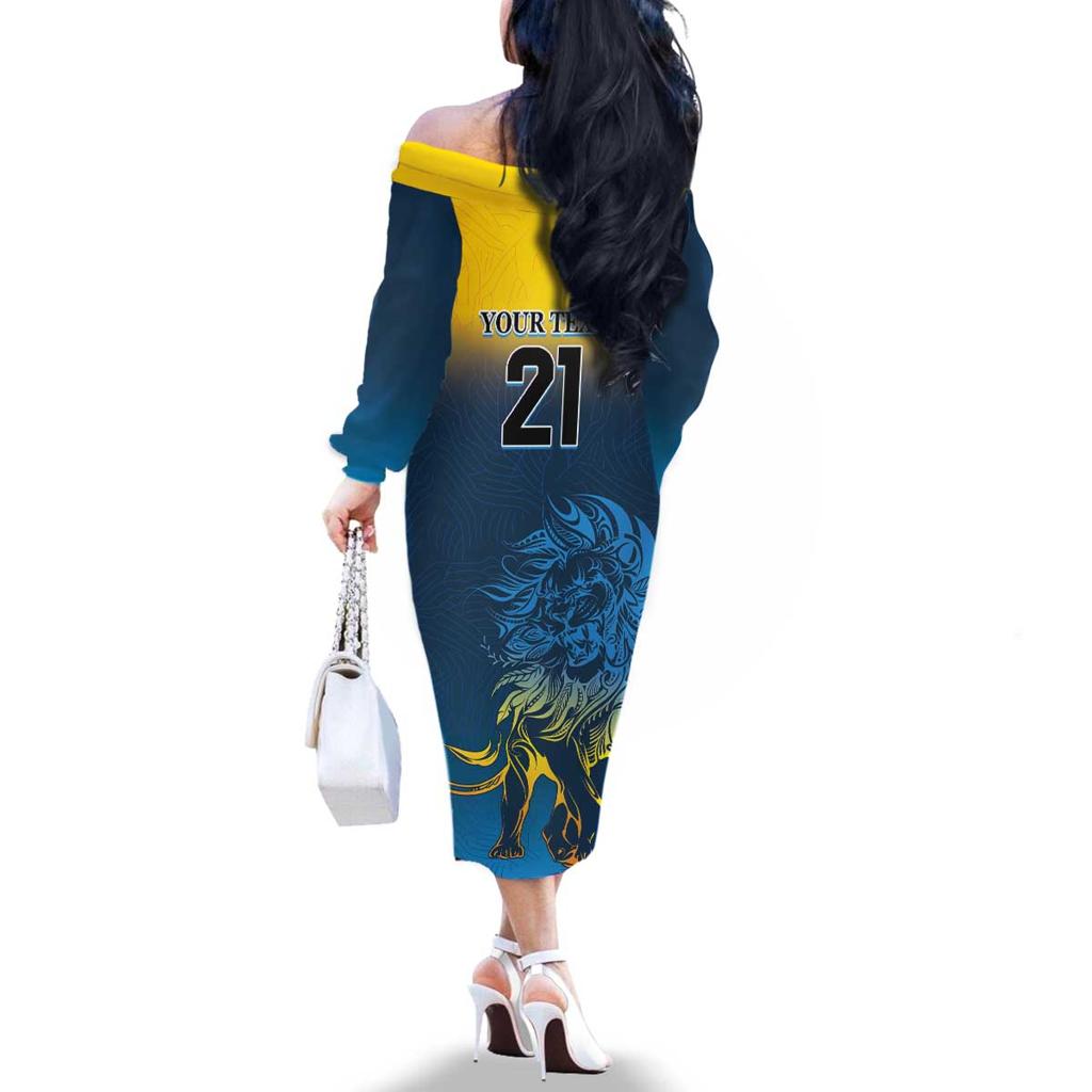 Custom Sri Lanka Cricket Family Matching Off The Shoulder Long Sleeve Dress and Hawaiian Shirt With Simple Lions Version